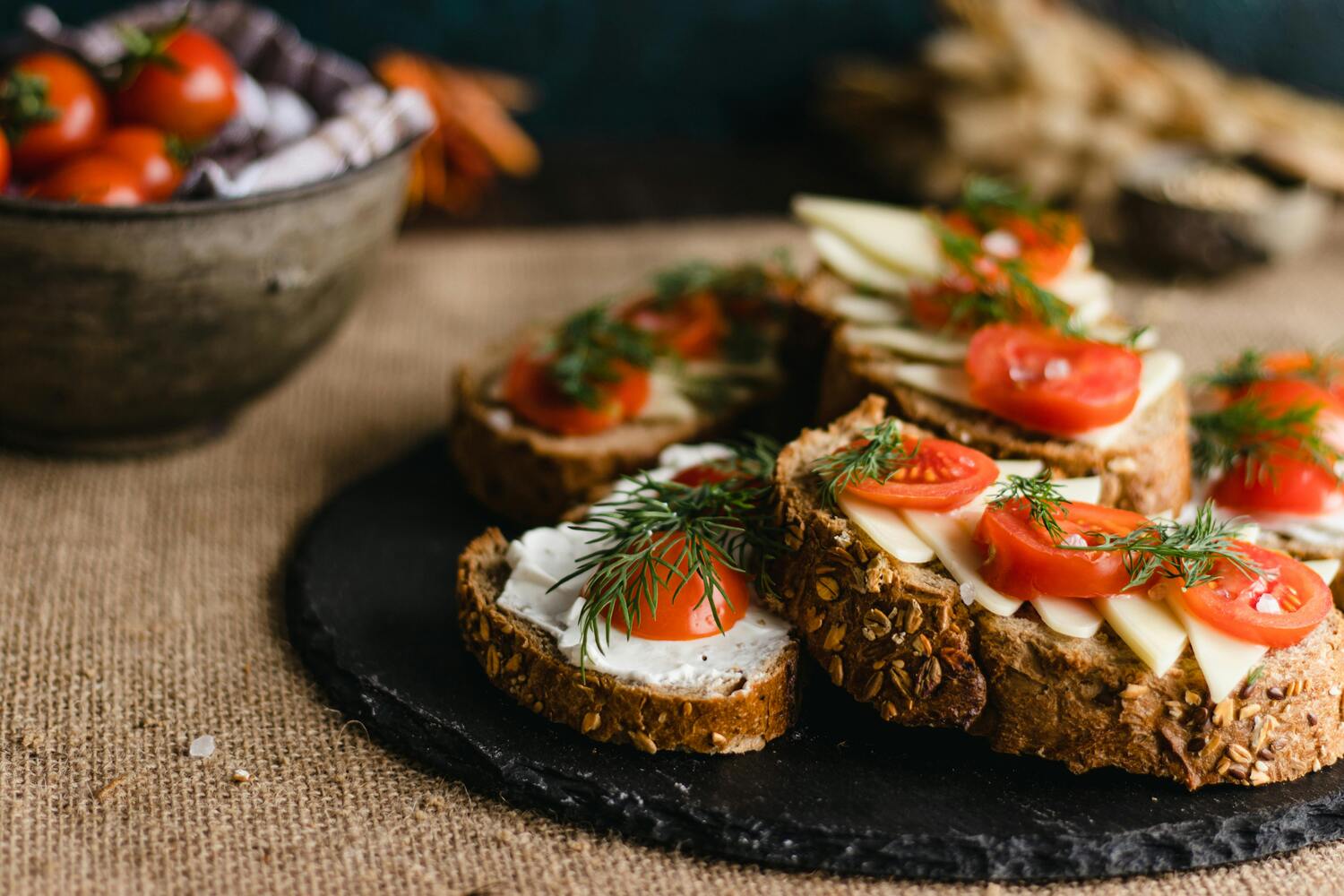 Slices of cheese with whole-grain crackers